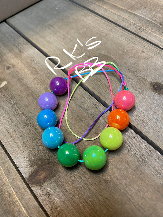 Neon Rainbow #2 Iridescent Bubblegum Necklace