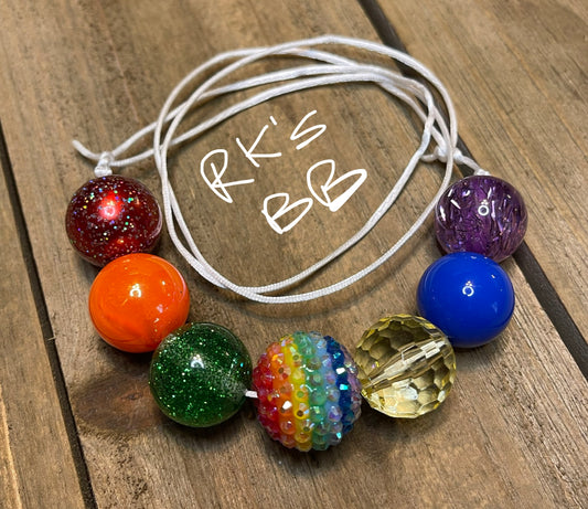 Muted Rainbow Iridescent  Bubblegum Necklace