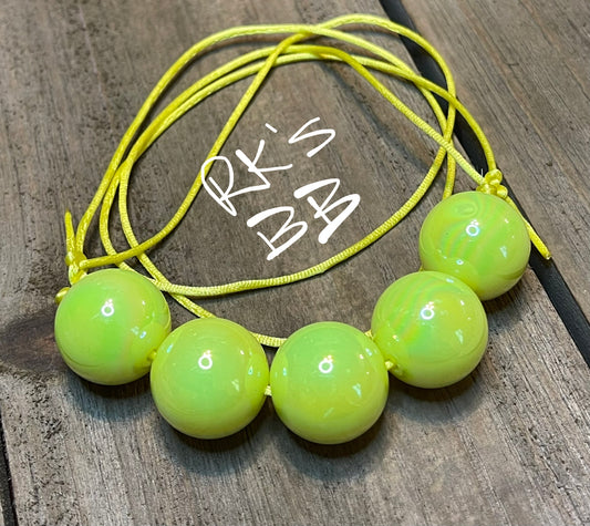 Neon Yellow Iridescent Bubblegum Necklace