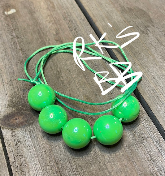 Neon Lime Iridescent Bubblegum Necklace