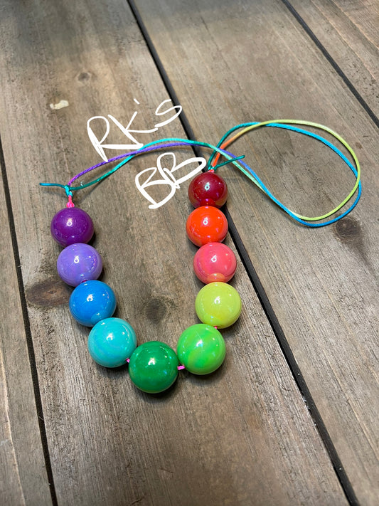 Neon Rainbow #1 Iridescent Bubblegum Necklace