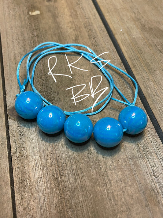 Neon Blue Iridescent  Bubblegum Necklace